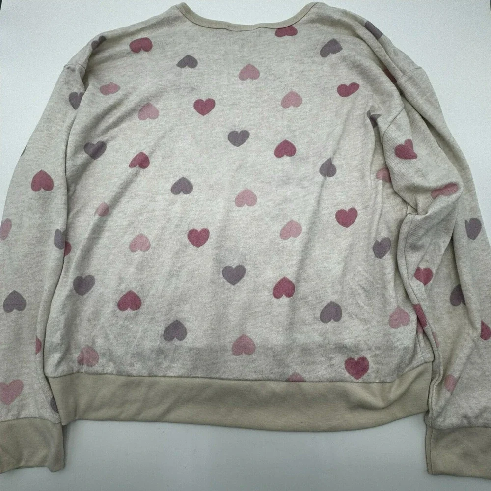 RACHEL‎ ROY | Women's Large Pink Purple Hearts light sweatshirt top cozy soft